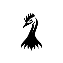Poster - Silhouette pictogram of a decorative bird design featuring an elegant neck and detailed plumage for graphic applications