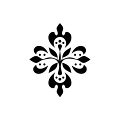Poster - Elegant silhouette pictogram featuring floral design and decorative elements in black on a white background