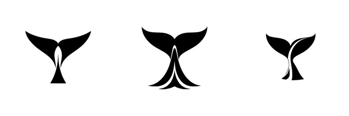 Poster - Silhouette pictograms of whale tails designed for various uses in graphic design, signage, and educational material