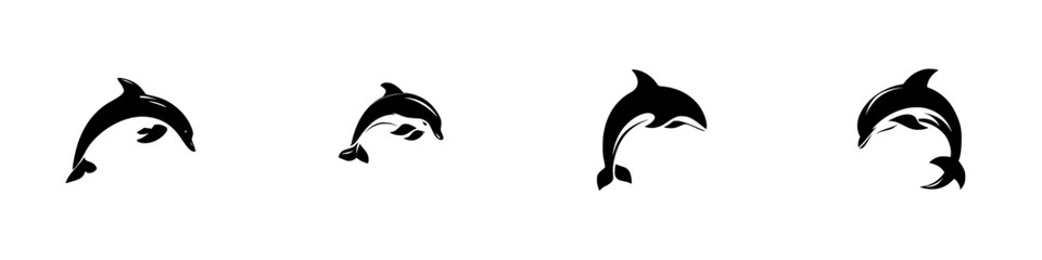 Poster - Creative dolphin silhouette pictograms for use in design, presentations, and educational materials