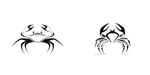 Poster - Vector silhouettes of crab pictograms designed for creative and educational purposes showcasing detailed outlines