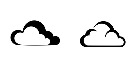 Poster - Silhouette pictogram set of cloud icons in minimalist design for weather applications and illustrations