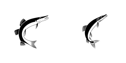 Poster - Silhouette pictograms of fish showcasing dynamic movement perfect for vector graphics and design projects in aquatic themes