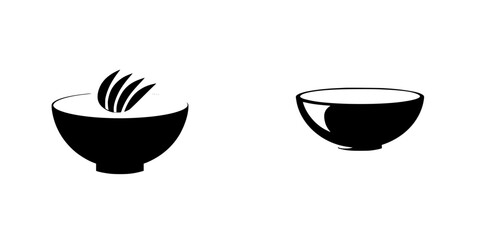 Poster - Silhouette pictogram icons depicting bowls with various contents designed for minimalistic representation