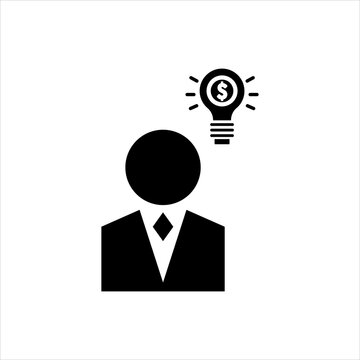 employee icon illustration with full of funny ideas vector in black and white flat line style