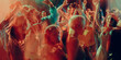 © master1305 - Vibrant party scene with people dancing under colorful lights, conveying energy and celebration. Concept of concert, party, music, rhythm.