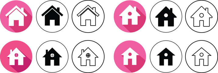 Poster - Various home icon designs with different styles and backgrounds