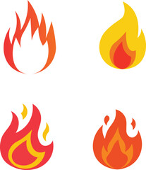 Poster - Colorful set of four different fire icons in flat and modern style
