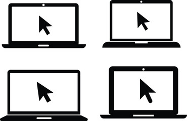 Fototapete - Laptop computers with cursor icons in a simple black and white design
