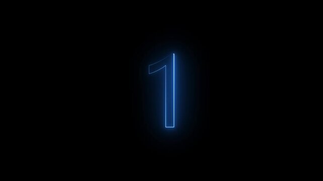 Glowing Neon number 1's icon animation. text 1 number icon glowing animation. glowing icon animation above 1 digit text. HD 4k motion video