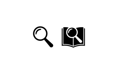 Poster - Vector Magnifying glass and open book icons representing research and learning