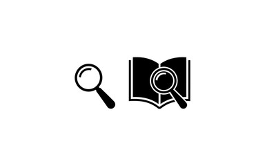Poster - Vector Magnifying glass and open book icons representing research and learning