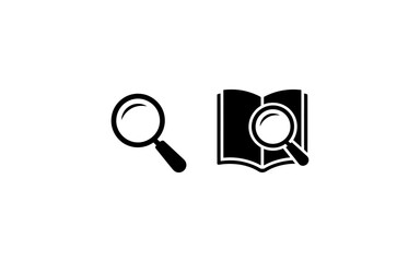 Poster - Vector Magnifying glass and open book icons representing research and learning