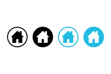 Poster - Vector Collection of four circular home icons in black and blue colors