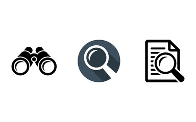 Fototapete - Vector Three icons representing search discovery investigation and analysis of information