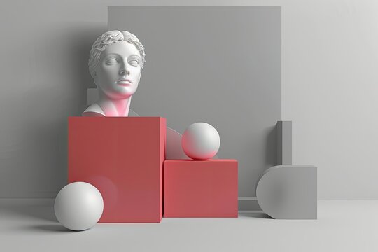 Vibrant Color Picture of Hero Header 3D Illustration with Copy Space Objects Isolated on Grey