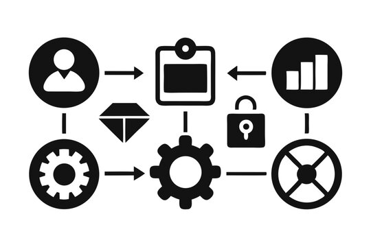 workflow icon set sihouette black vector