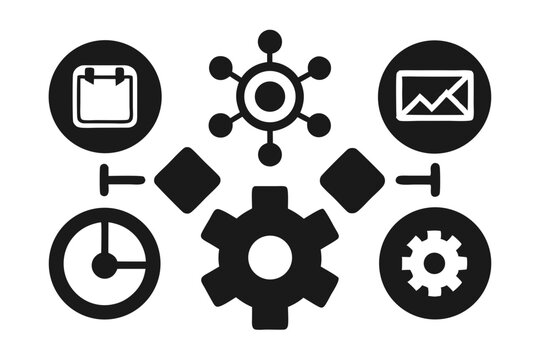 workflow icon set sihouette black vector