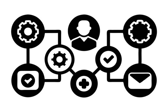 workflow icon set sihouette black vector