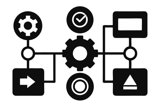 workflow icon set sihouette black vector