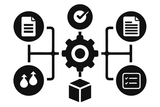 workflow icon set sihouette black vector