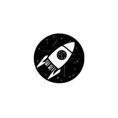 Poster - Rocket icon inside circle vector symbolizing launch innovation growth and futuristic technology

