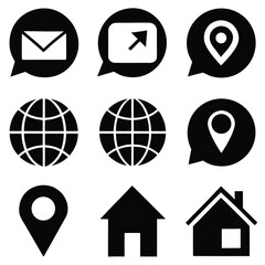 Poster -  Icon Set for App Navigation Home Location Globe Email Phone in Grid Layout.