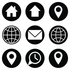 Poster - Icon Set in Black for Website and App Navigation Home Location Globe Email Phone.
