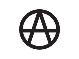 Fototapete - Vector isolated one single simple letter A in round frame colorless black symbol icon logo infographics on a white background simple minimal graphic element