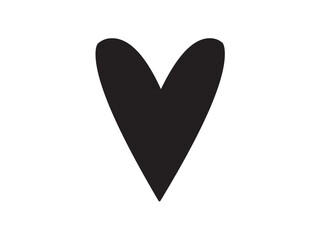 Wall Mural - vector isolated one single simple doodle heart vertical colorless black and white outline silhouette