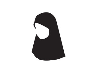 Fototapete - Vector isolated one single simple hijab muslim woman headscarf islamic colorless black symbol icon logo infographics on a white background simple minimal graphic element