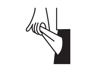 Poster - Vector isolated empty pocket turned inside out   colorless black and white flat symbol icon logo infographics on a white background silhouette shadow shape stencil solid black