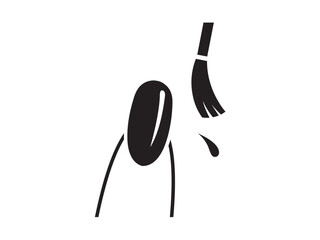 Wall Mural - vector isolated one single simple finger with nail with nail polish brush colorless black and white 