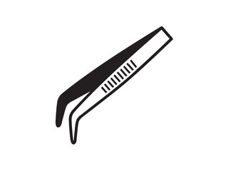 Fototapete - Vector isolated tweezers eyebrow colorless black and white flat symbol icon logo infographics on a white background silhouette shadow shape stencil solid black