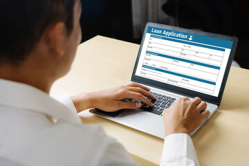 Fototapete - Online loan application form for modish digital information collection on the internet network