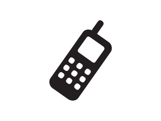 Fototapete - Vector isolated one single retro vintage mobile phone  transmitter colorless black and white outline silhouette shadow shape stencil solid black