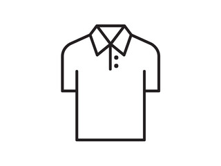 Fototapete - Vector isolated one single simple minimal white polo t shirt  icon colorless black and white contour line easy drawing