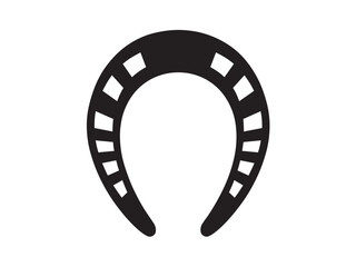 Fototapete - Vector isolated one single simple horse shoe  horseshoe with holes colorless black and white outline silhouette shadow shape stencil solid black
