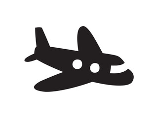 Fototapete - Vector isolated one single simple plane with portholes airplane avia  colorless black and white outline silhouette shadow shape stencil solid black