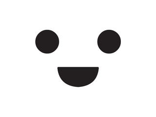 Fototapete - Vector isolated one single simple face with round eyes and smiling mouth colorless black and white outline silhouette shadow shape stencil solid black