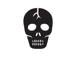 Fototapete - Vector isolated one single simple black skull dead man dead inside portrait front view colorless black and white outline silhouette shadow shape stencil solid black