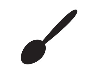 Fototapete - Vector isolated one single simple spoon colorless black and white outline silhouette shadow shape stencil solid black