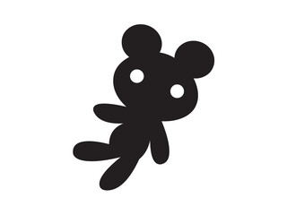 Fototapete - Vector isolated one single simple teddy bear toy  colorless black and white outline silhouette shadow shape stencil solid black