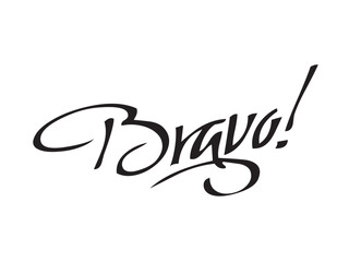 Fototapete - Vector isolated lettering word BRAVO text hand written marker style colorless black symbol icon logo infographics on a white background simple minimal graphic element