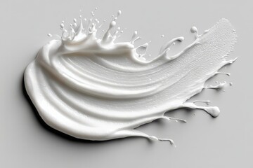 Poster - Flat lay style A splash of white liquid creates dynamic movement against a neutral background, showcasing texture and fluidity.