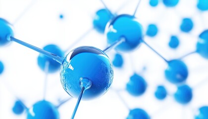 Poster - Computer Digital Rendering Of Blue Connected Spheres: An Artistic Illustration Of Interconnected Spheres In A Virtual Space. Vibrant And Intriguing Design.