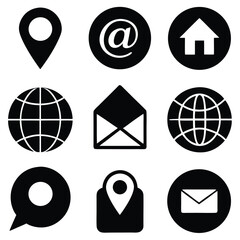 Poster - Stylish Icons for Navigation Home Location Globe Email Phone in Black.