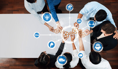 Aufkleber - A dynamic and engaging business strategy session, showcasing professionals collaborating effectively to generate innovative solutions in a modern workspace, fostering teamwork and creativity. Amity
