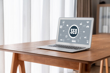 Fototapete - SEO search engine optimization for modish e-commerce and online retail business showing on computer screen