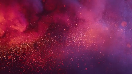 Poster - A captivating blend of crimson red fading into deep purple this scene is enhanced by luminescent digital particles that flow gracefully symbolizing transformation and the beauty of